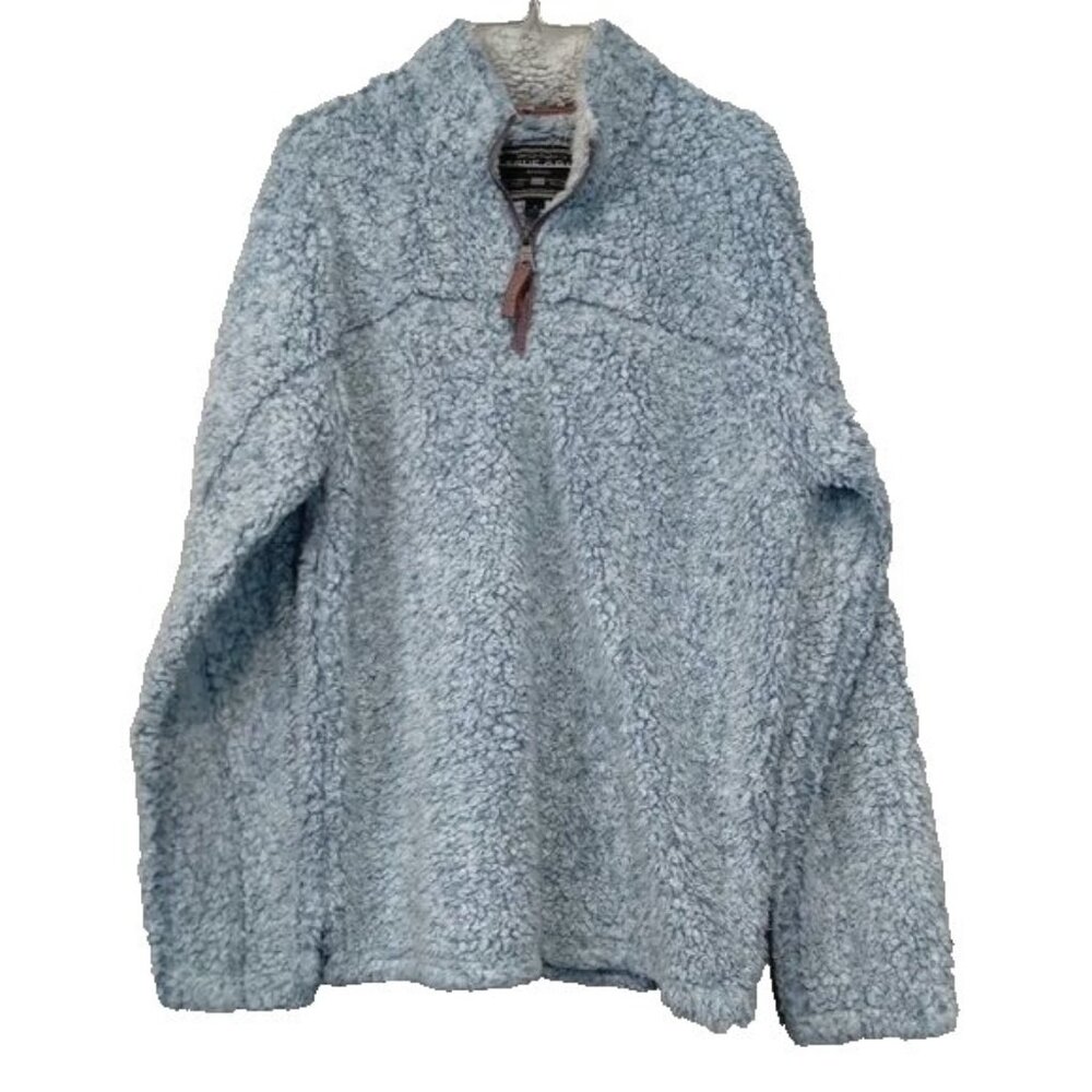 True Grit Womens Sherpa Pullover Jacket Medium Blue‎ 1/4 zip Outdoor Gorpcore